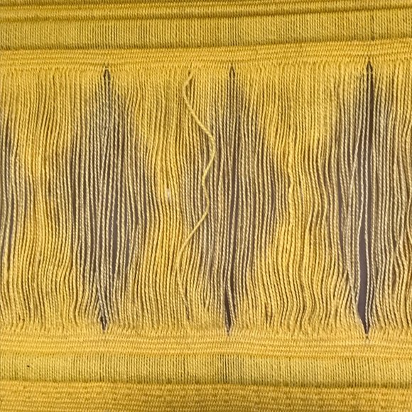 Mustard Yellow Ochre Woven Macrame Fringe Boho Wall Hanging Tapestry Textile Art - Picture 5 of 7